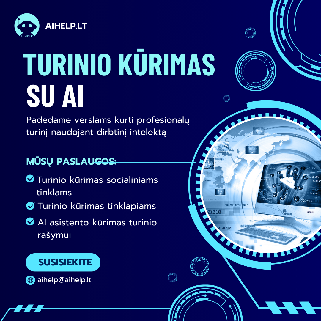 turinio kurimas su AI