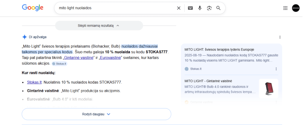 stokas srautas Google DI 4