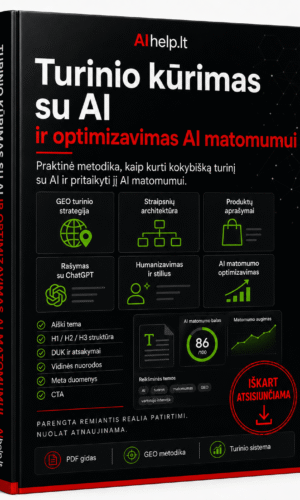 turinio kurimas ir optimizavimas ai gidas produkto vizualas